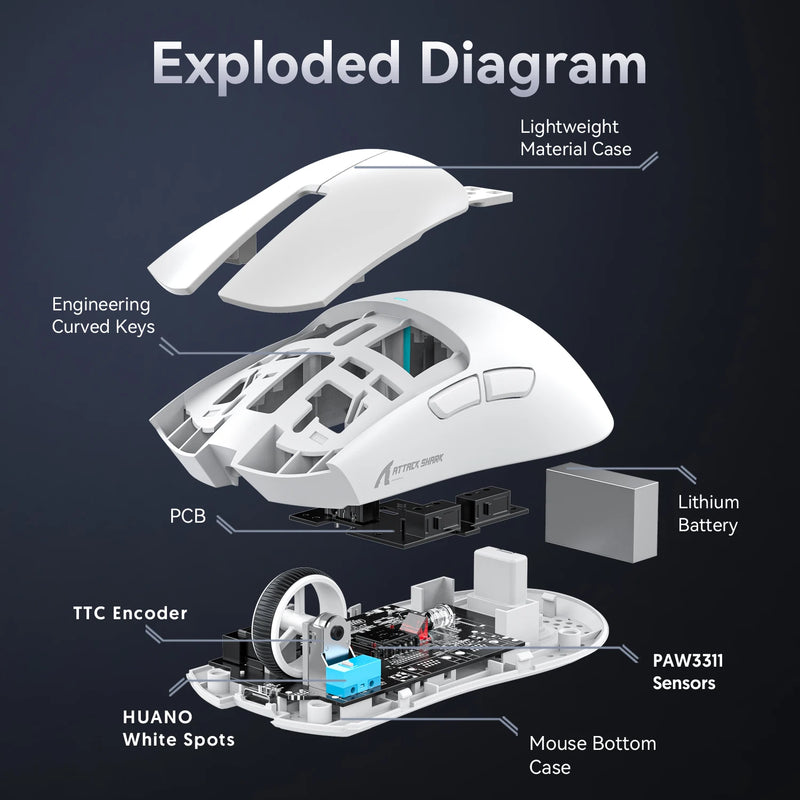 Mouse Attack Shark X11 Black Bluetooth, mouse gamer