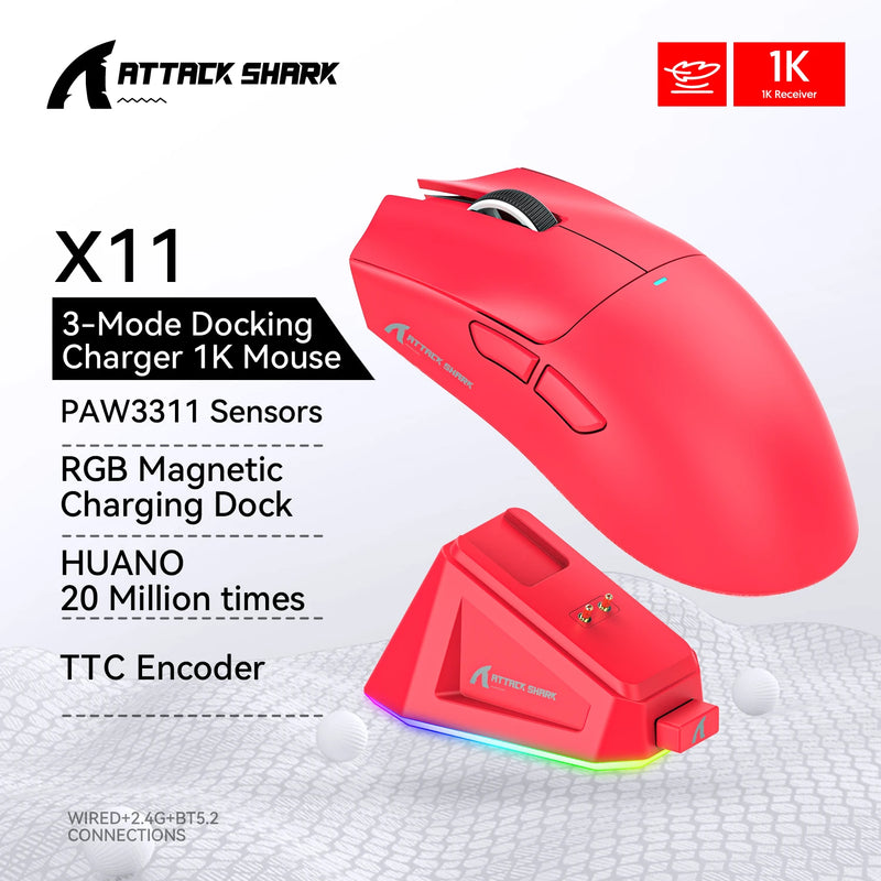 Mouse Attack Shark X11 Black Bluetooth, mouse gamer