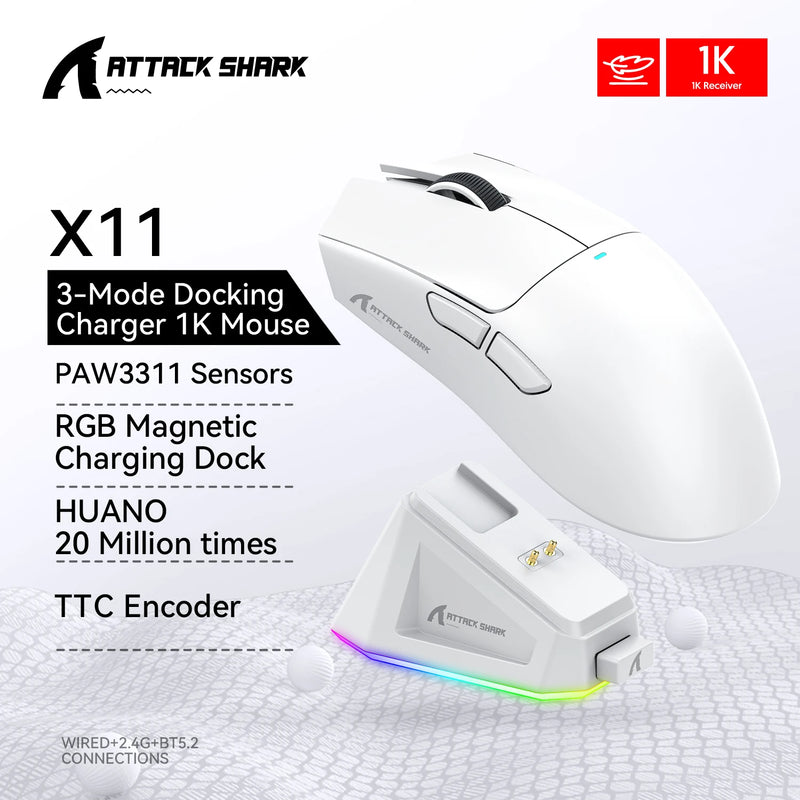 Mouse Attack Shark X11 Black Bluetooth, mouse gamer